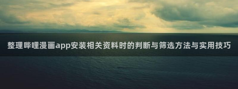 漫画岛作品目录：整理哔哩漫画app安装相关资料时的判断与筛选方法与实用技巧